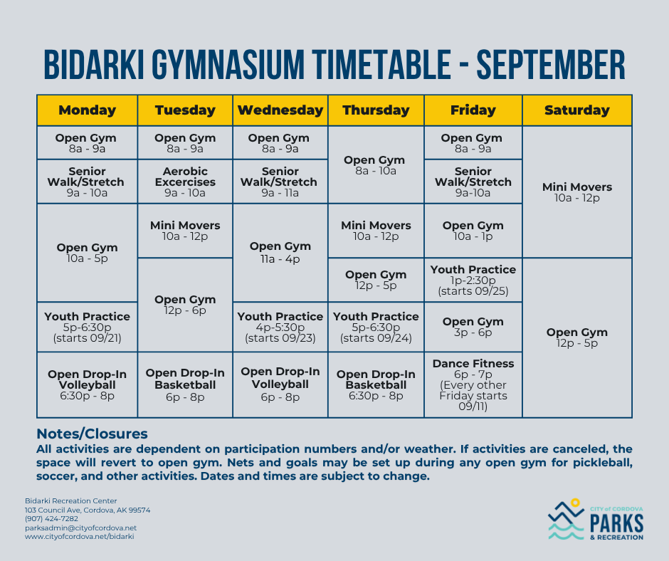 Bidarki Gymnasium Timetable September 2026