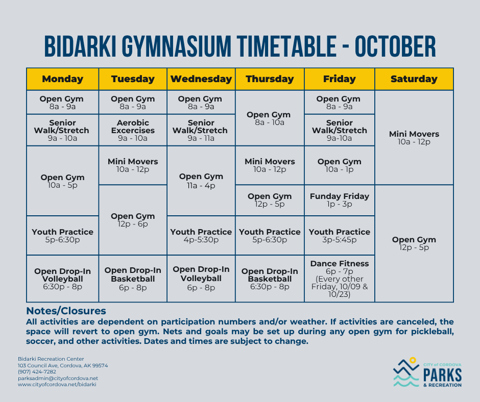 Bidarki Gymnasium Timetable October 2026